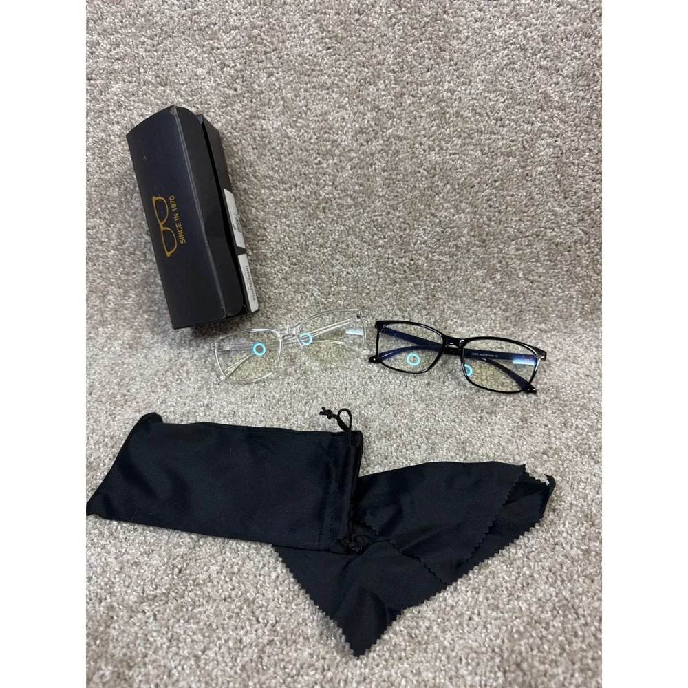 Oilway Blue Light Blocking Glasses Set 2 Pairs Clear and Black Square Frames
